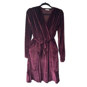 Dex Ruffle Hem Velvet Wrap Dress